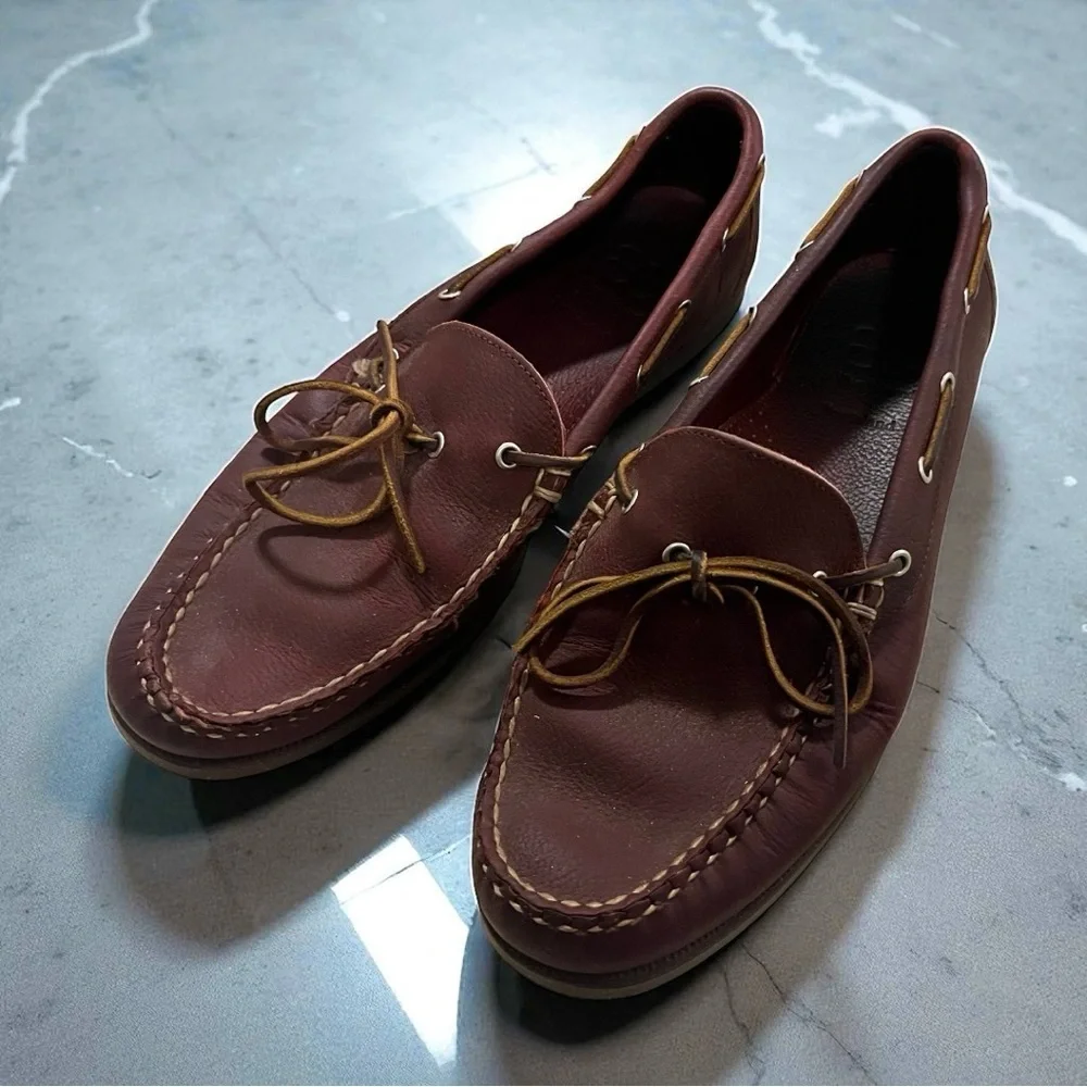 Allen Edmonds Northland Burgundy Moc Boat Handmade Slip on Dress Shoes Size 11.5